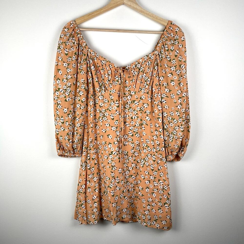 Audrey 3+1 Floral Mini Dress Yellow Size S Sundress Summer Festival Preppy